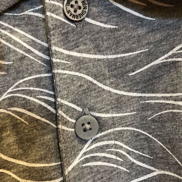 BEN SHERMAN - NWT - M Sz M - Wave Print Polo Shirt in Tonal Wave/Grey Heather - Picture 11 of 16